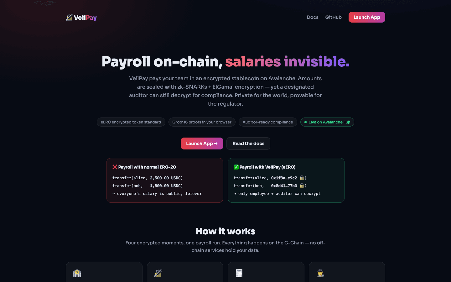 veilpay — Payroll on-chain, salaries invisible.
